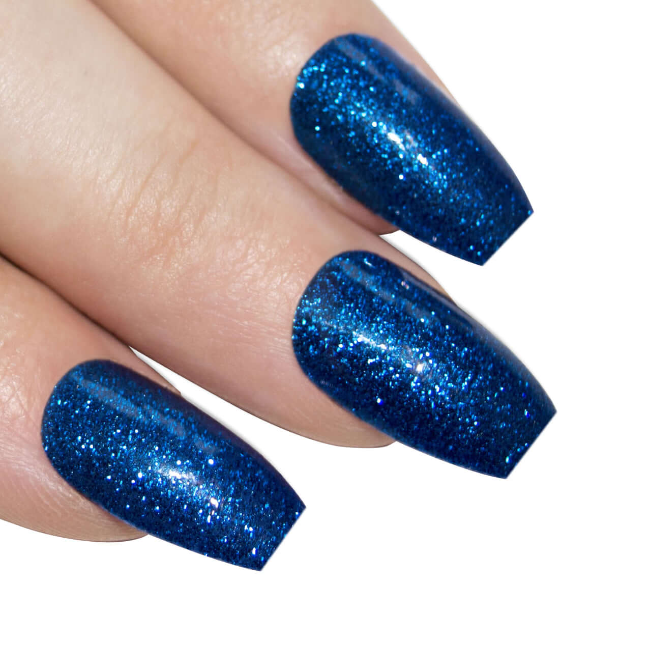 False Nails by Bling Art Blue Gel Ballerina Coffin 24 Fake Long Acrylic Tips