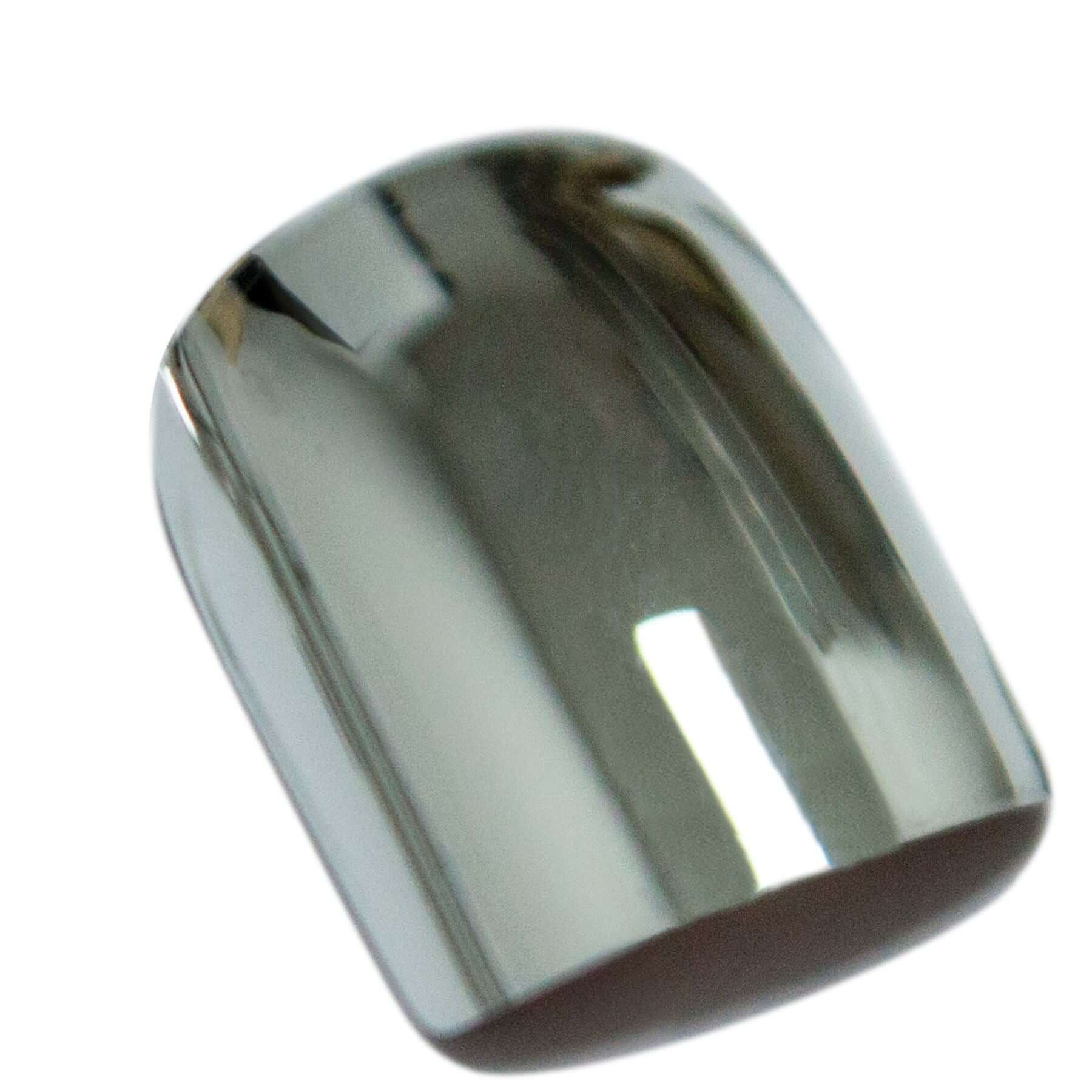 False Nails by Bling Art Silver Chrome French Squoval Fake Medium Acrylic Tips