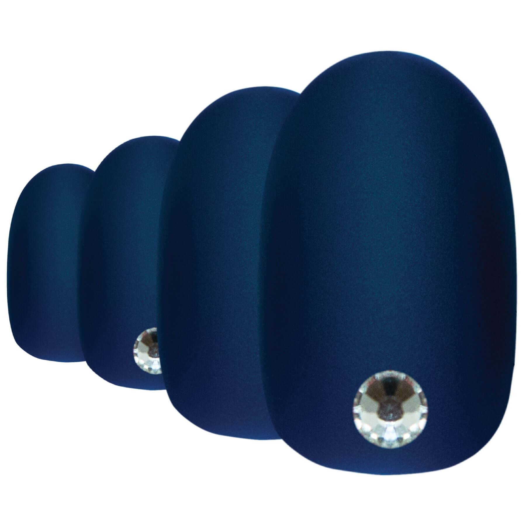 Vivid ocean blue matte-finish oval-shaped press-on false nails by Bling Art — bold colour pop for summer, festivals, and statement styling · smooth velvet matte texture · medium-length oval tips · 24 nails per set with adhesive · designed in Yorkshire