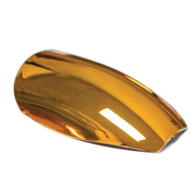 Warm champagne gold metallic ballerina coffin long press-on false nails by Bling Art — celebration glamour for weddings, Christmas, and special occasions · chrome-finish metallic sheen · long ballerina coffin tips · 24 nails per set with adhesive · designed in Yorkshire