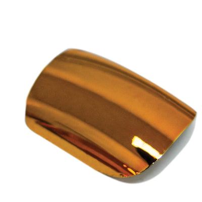 Warm champagne gold metallic French squoval press-on false nails by Bling Art — celebration glamour for weddings, Christmas, and special occasions · chrome-finish metallic with French tip · medium-length squoval tips · 24 nails per set with adhesive · designed in Yorkshire
