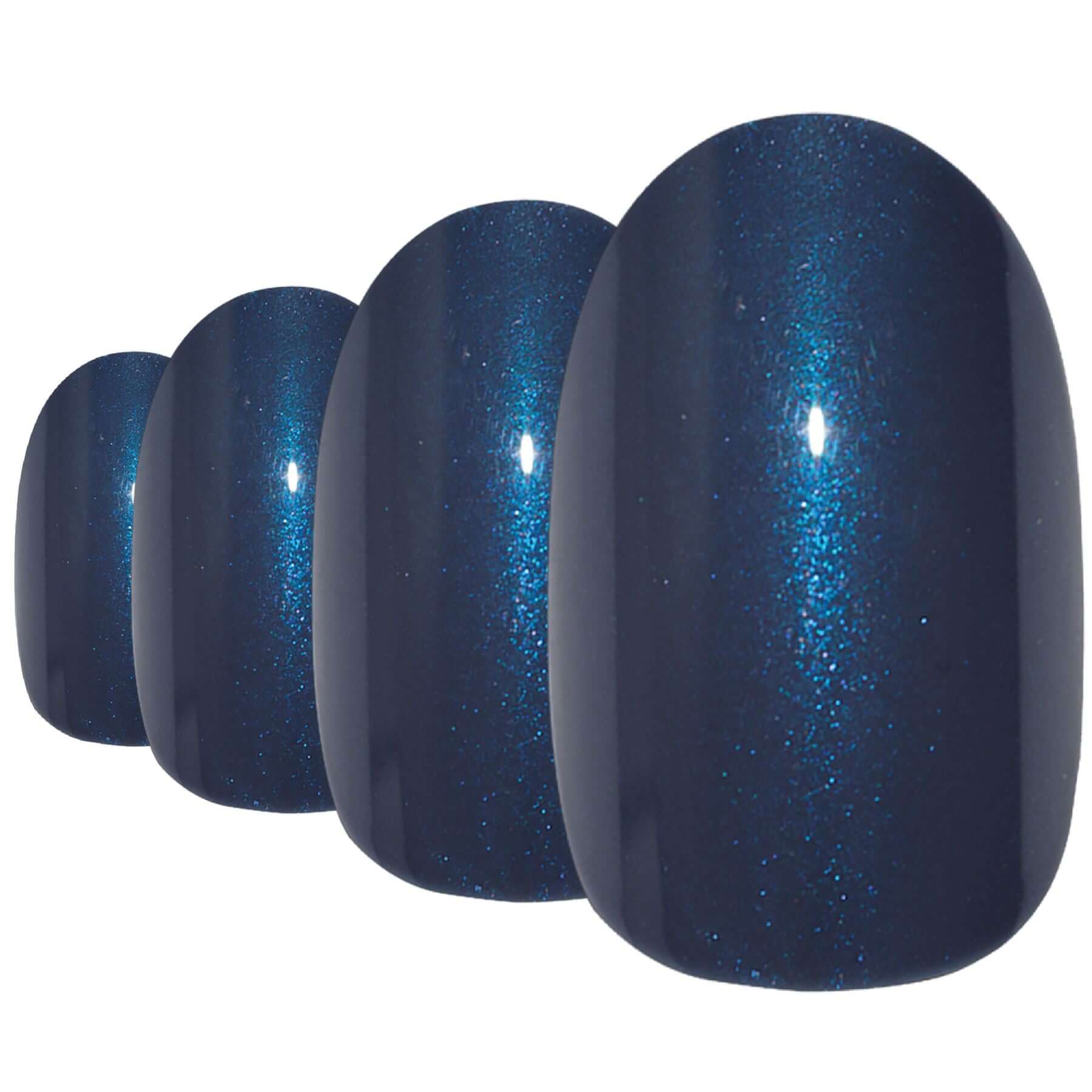 Cool slate grey glitter-finish oval-shaped press-on false nails by Bling Art — cool sparkle for parties, Christmas events, and modern occasions · embedded fine glitter sparkle · medium-length oval tips · 24 nails per set with adhesive · designed in Yorkshire