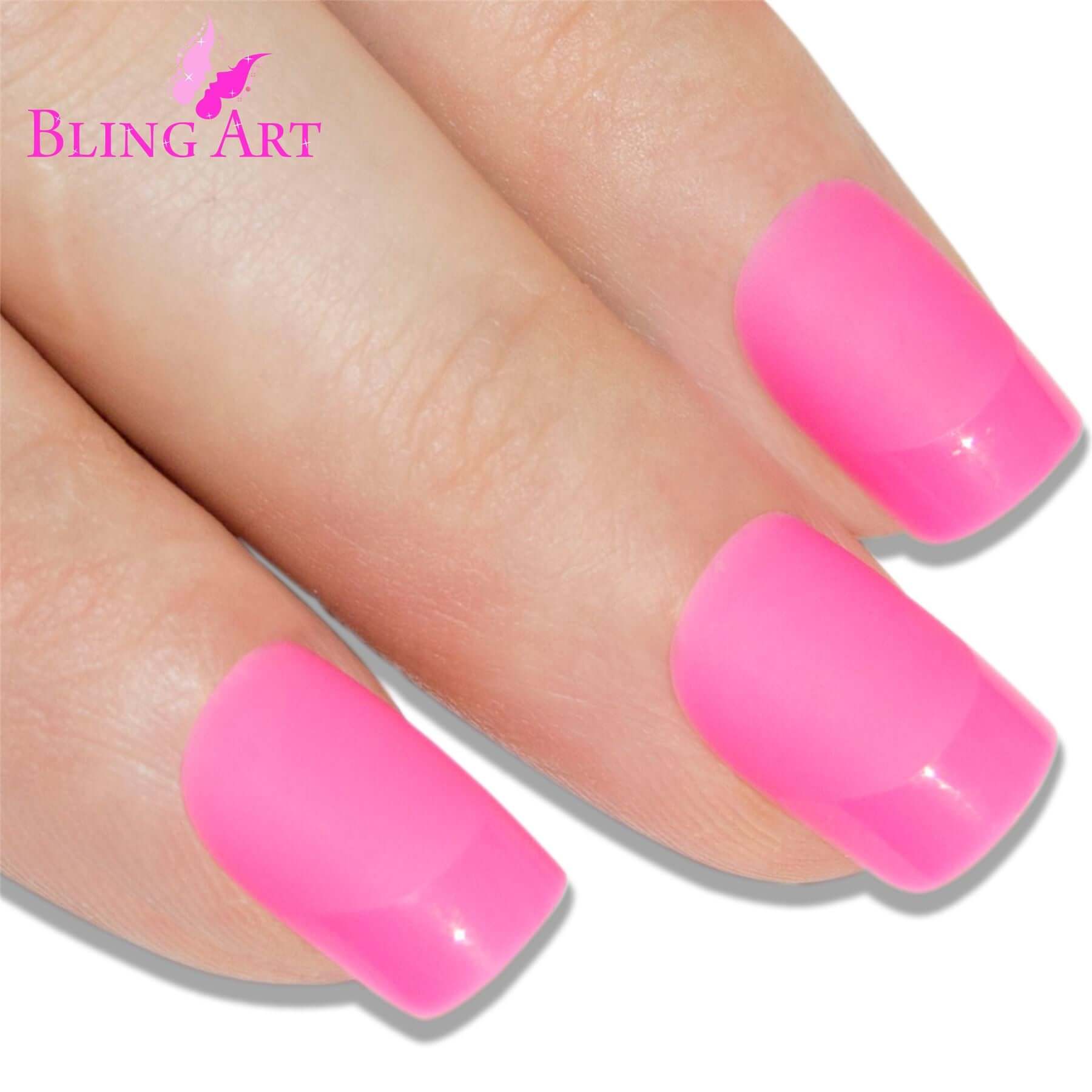 Soft blush pink matte French manicure press-on false nails by Bling Art — feminine modern twist on the classic French look for summer, weddings, and date nights · smooth velvet matte texture with pink French tip · medium-length tips · 24 nails per set with adhesive · designed in Yorkshire