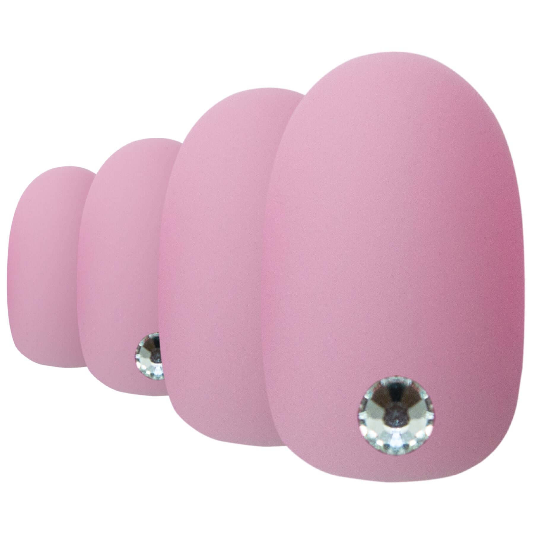 Soft blush pink matte-finish oval-shaped press-on false nails by Bling Art — feminine everyday charm for summer, date nights, and casual wear · smooth velvet matte texture · medium-length oval tips · 24 nails per set with adhesive · designed in Yorkshire
