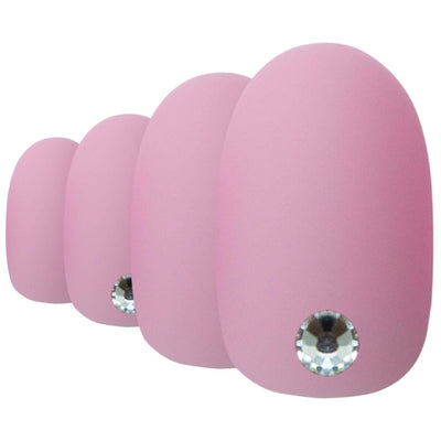 Soft blush pink matte-finish oval-shaped press-on false nails by Bling Art — feminine everyday charm for summer, date nights, and casual wear · smooth velvet matte texture · medium-length oval tips · 24 nails per set with adhesive · designed in Yorkshire