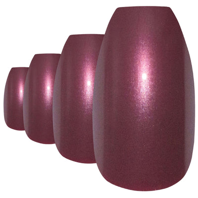 Warm chestnut red-brown glitter ballerina coffin long press-on false nails by Bling Art — autumnal sparkle for seasonal events and elegant evenings · embedded fine red-brown glitter · long ballerina coffin tips · 24 nails per set with adhesive · designed in Yorkshire