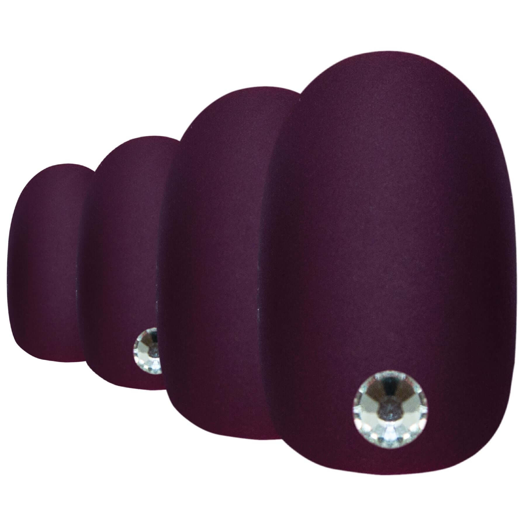Warm chestnut red-brown matte-finish oval-shaped press-on false nails by Bling Art — autumn warmth for everyday and seasonal wear · smooth velvet matte texture · medium-length oval tips · 24 nails per set with adhesive · designed in Yorkshire