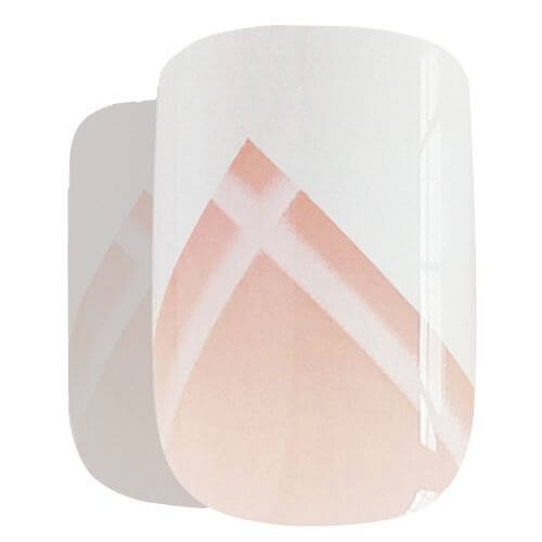 White line-detail French manicure press-on false nails by Bling Art — modern minimalist take on the classic French look for office, weddings, and everyday wear · clean white linework with French tip · medium-length tips · 24 nails per set with adhesive · designed in Yorkshire
