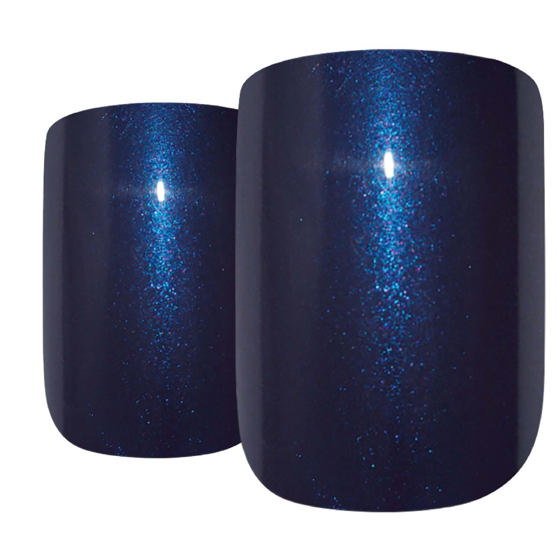 False Nails by Bling Art Blue Glitter French Squoval 24 Fake Medium Acrylic Tips