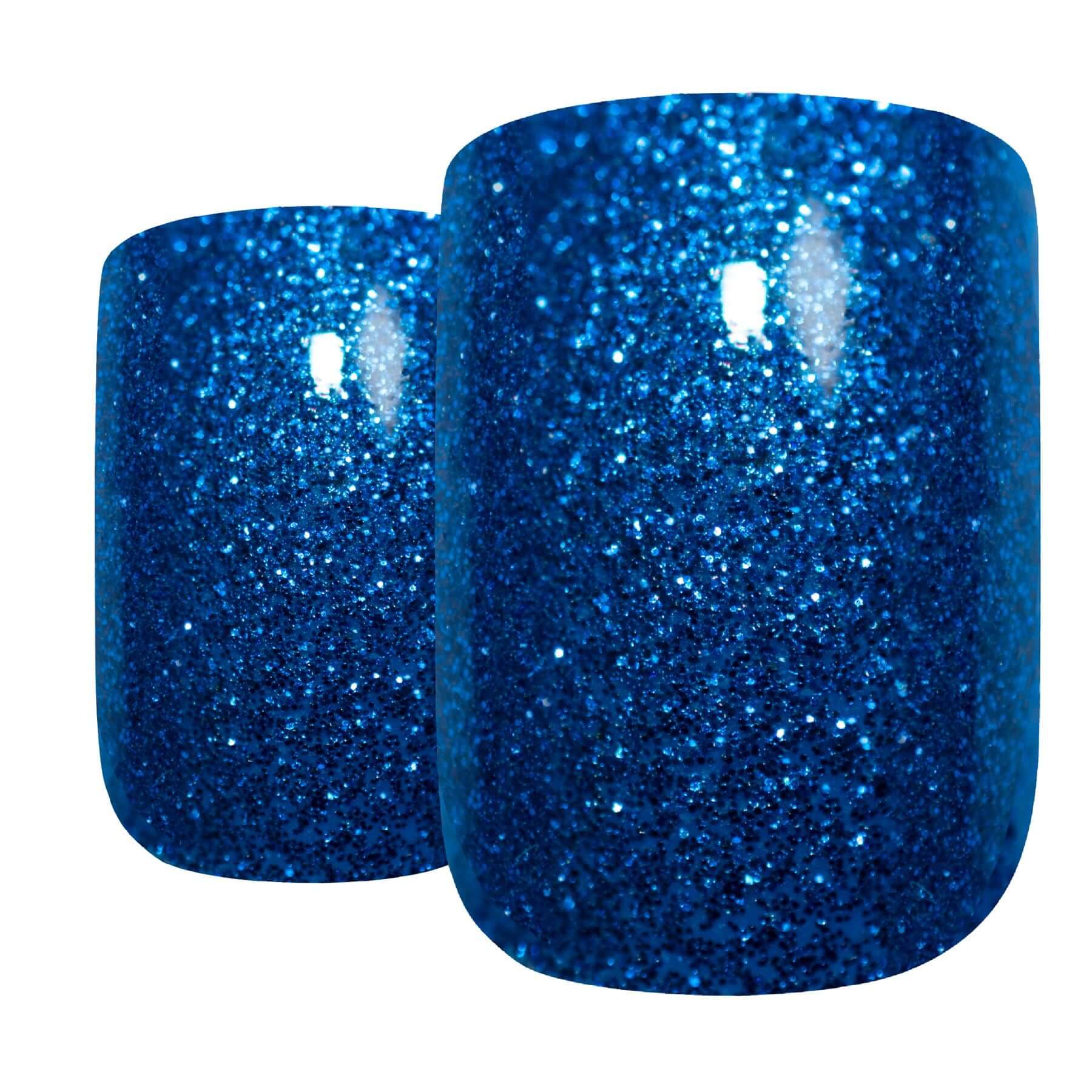 False Nails by Bling Art Blue Gel French Manicure Fake Medium Tips with Glue