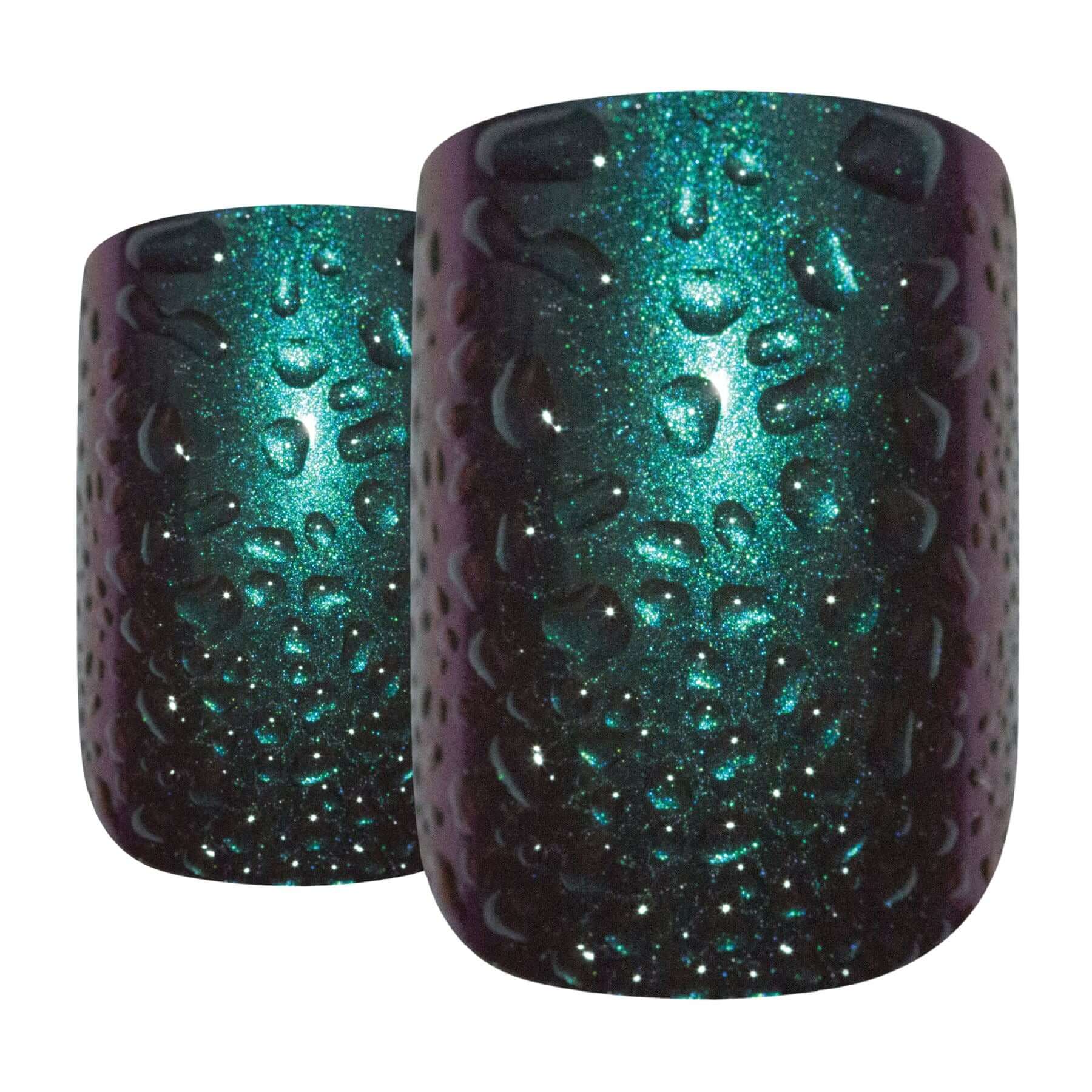 False Nails by Bling Art Green Purple Water French Squoval 24 Fake Medium Tips